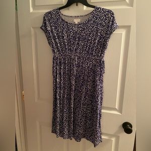 A:Glow Blue and White Print Maternity Dress